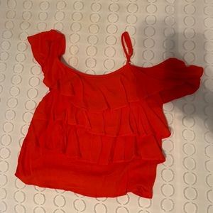 Red ruffled top